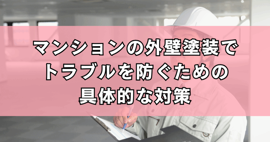 マンションの外壁塗装でトラブルを防ぐための具体的な対策