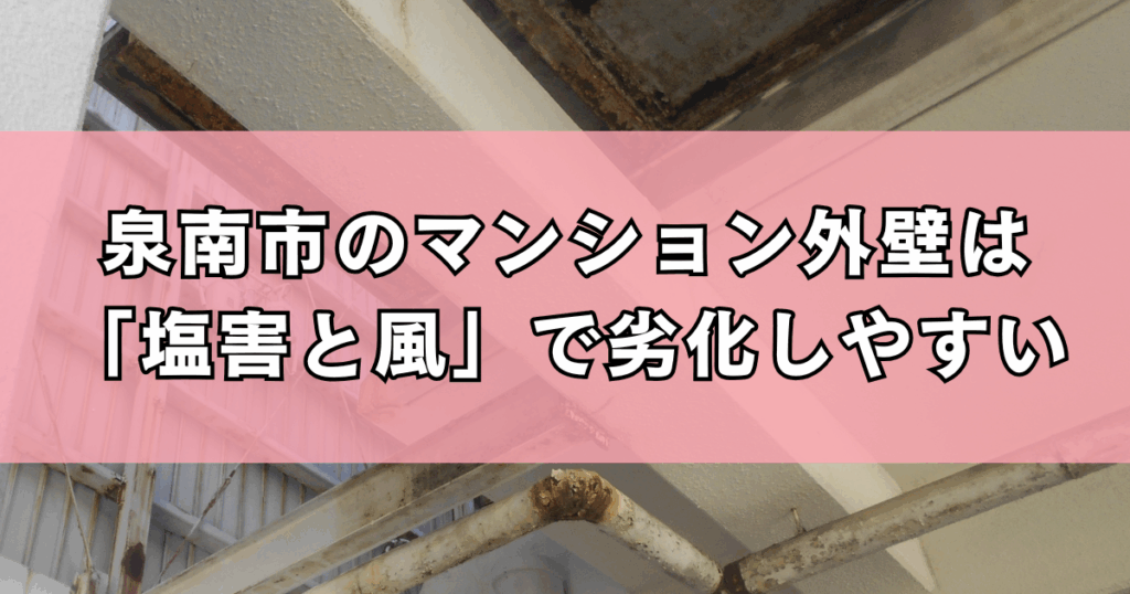 泉南市のマンション外壁は「塩害と風」で劣化しやすい